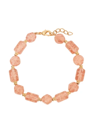 Thumbnail 1: 1928 Jewelry 1928 Jewelry Gold Tone Peach Glass Bead Bracelet 