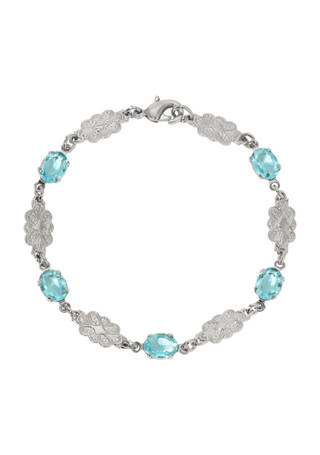 Thumbnail 1: 1928 Jewelry 1928 Jewelry Silver Tone Aqua Stone Filigree Bracelet 
