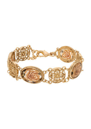 Thumbnail 1: 1928 Jewelry 1928 Jewelry Oval Flower Stone Round Filigree Bracelet 
