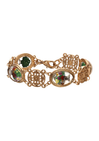 Thumbnail 1: 1928 Jewelry 1928 Jewelry Oval Flower Stone Round Filigree Bracelet 