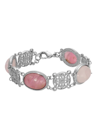 Thumbnail 1: 1928 Jewelry 1928 Jewelry Pink Beads Filigree Bracelet 