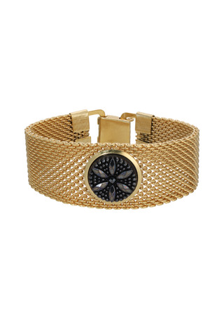 Thumbnail 1: 1928 Jewelry 1928 Jewelry 14K Gold Dipped Gls Stone Mesh Bracelet 