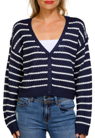 Thumbnail 1: No Comment No Comment Juniors Knit Long Sleeve Pointelle Cardigan 