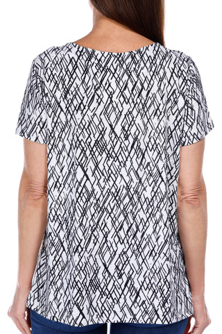 Thumbnail 3: Juniper + Lime Juniper + Lime Womens Short Sleeve Brushed Jacquard Top 