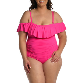 Thumbnail 1: La Blanca La Blanca Plus Solid Off the Shoulder One Piece Swimsuit 