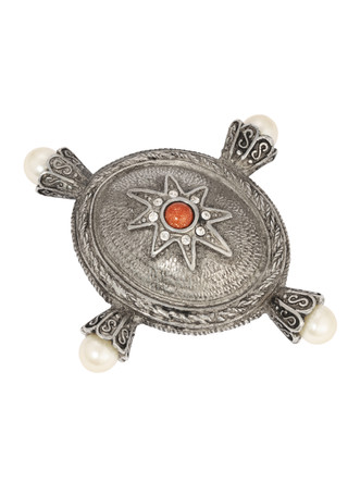 Thumbnail 1: 1928 Jewelry 1928 Jewelry Pewter Oval Pin 