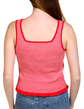Thumbnail 4: Democracy Democracy Womens Square Neck Flounce Hem Sweater Tank Top 