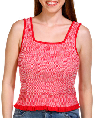 Thumbnail 2: Democracy Democracy Womens Square Neck Flounce Hem Sweater Tank Top 