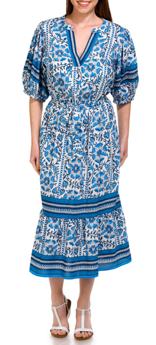 Thumbnail 2: Figueroa and Flower Figueroa and Flower Womens Border Print Midi Dress 