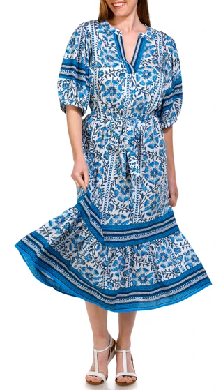 Thumbnail 8: Figueroa and Flower Figueroa and Flower Womens Border Print Midi Dress 