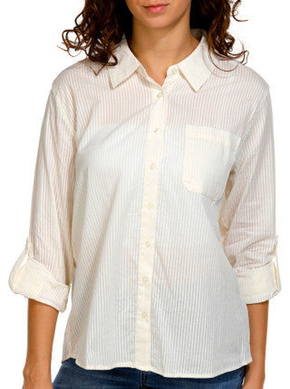 Thumbnail 1: Pink Rose Pink Rose Juniors Striped Roll Tab Button Down Top 