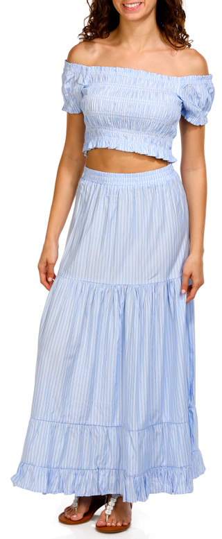 Thumbnail 1: Madden Girl Madden Girl Juniors 2 Pc Striped Skirt Set 