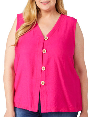 Thumbnail 2: RUNWAY READY Runway Ready Plus Sleeveless Buttoned Top 