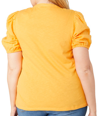 Thumbnail 2: Kaktus Kaktus Plus Short Puff Sleeve Cotton Henley Top 