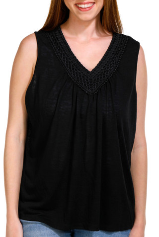 Thumbnail 2: Tint & Shadow Tint & Shadow Petite Crochet Trim Sleeveless Top 