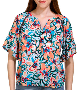 Thumbnail 1: Zac & Rachel Zac & Rachel Petite Short Sleeve Crepe Henley Top 