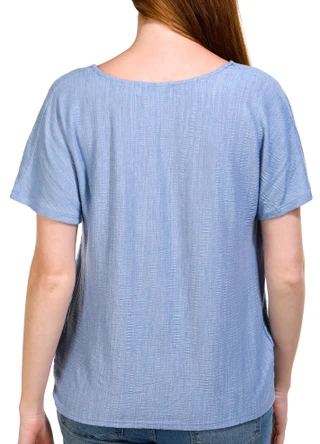 Thumbnail 4: Coral Bay Coral Bay Womens Short Twist Front Textured Fabric Top 