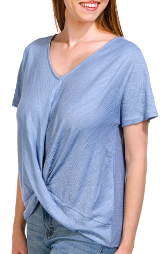 Thumbnail 8: Coral Bay Coral Bay Womens Short Twist Front Textured Fabric Top 