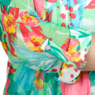 Thumbnail 3: Juniper + Lime Juniper + Lime Womens Print Pleated Henley 3/4 Sleeve Top 