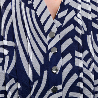 Thumbnail 4: Juniper + Lime Juniper + Lime Womens Print Pleated Henley 3/4 Sleeve Top 