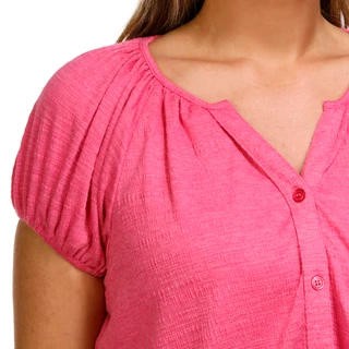 Thumbnail 2: Coral Bay Coral Bay Womens Short Puff Sleeve Textured Fabric Top 