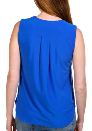 Thumbnail 4: Juniper + Lime Juniper + Lime Petite Sleeveless V-Neck Solid Ruff Top 