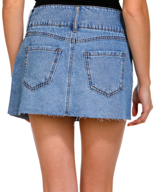 Thumbnail 2: Rewash Rewash Juniors Denim Micro Mini Skirt 