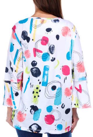 Thumbnail 6: Erin London Erin London Womens 3/4 Flounce Sleeve Print Top 