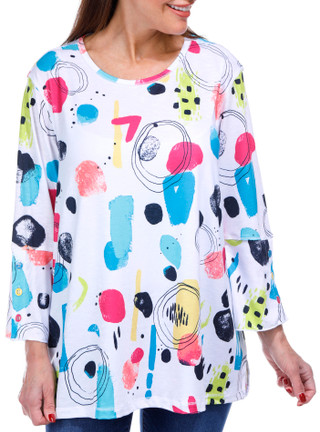 Thumbnail 8: Erin London Erin London Womens 3/4 Flounce Sleeve Print Top 