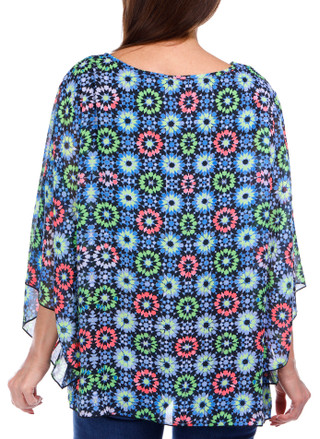 Thumbnail 6: Ny Collection NY Collection Womens Long Sleeve Print Chiffon Poncho 