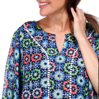 Thumbnail 4: Ny Collection NY Collection Womens Long Sleeve Print Chiffon Poncho 