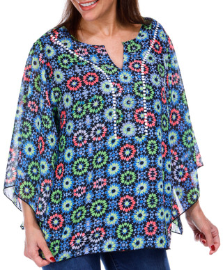 Thumbnail 8: Ny Collection NY Collection Womens Long Sleeve Print Chiffon Poncho 