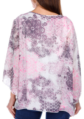 Thumbnail 6: Ny Collection NY Collection Womens 3/4 Sleeve Print Chiffon Poncho 