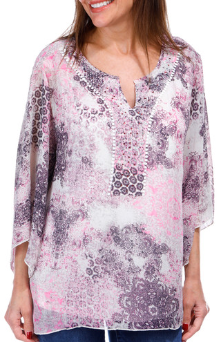 Thumbnail 8: Ny Collection NY Collection Womens 3/4 Sleeve Print Chiffon Poncho 
