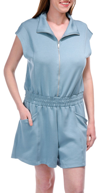 Thumbnail 4: APANA Apana Womens Short Sleeve Front Zip Romper 