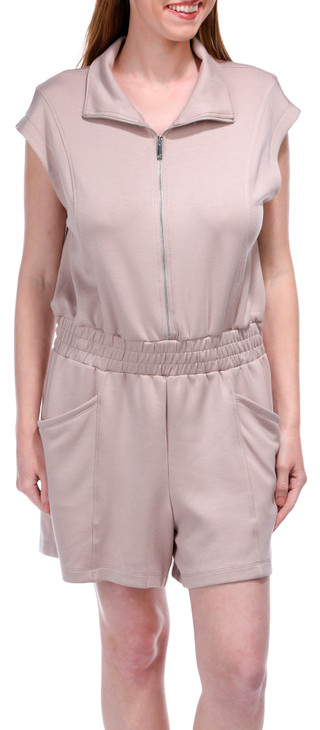 Thumbnail 4: APANA Apana Womens Short Sleeve Front Zip Romper 