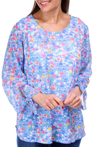 Thumbnail 2: Erin London Erin London Womens 3/4 Tied Sleeve Print Top 