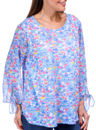 Thumbnail 8: Erin London Erin London Womens 3/4 Tied Sleeve Print Top 