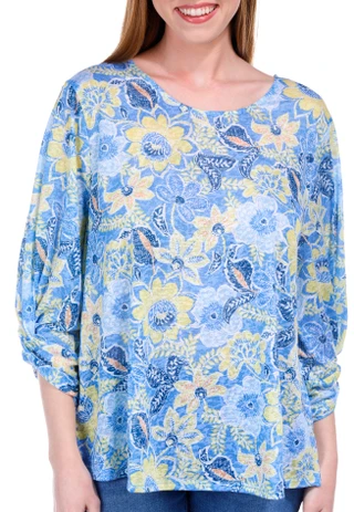 Thumbnail 1: Ruby Road Ruby Road Womens 3/4 Sleeve Printed Top 