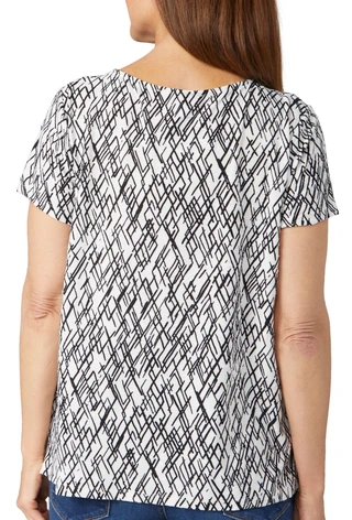 Thumbnail 2: Juniper + Lime Juniper + Lime Petite Short Sleeve Brushed Jacquard Top 