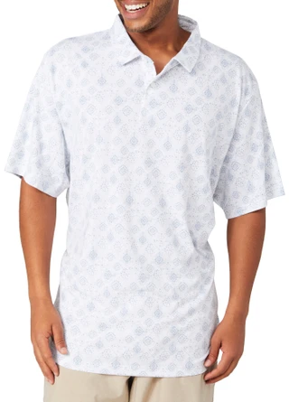 Thumbnail 1: PGA TOUR PGA TOUR Mens Textured Medallion Print Golf Polo 