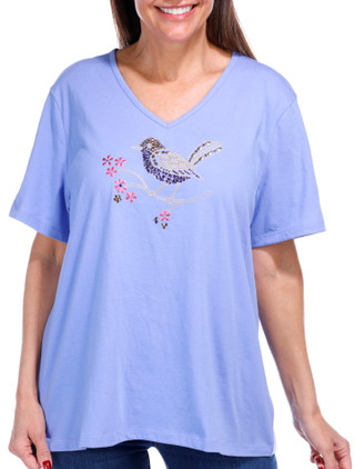 Thumbnail 2: Coral Bay Coral Bay Womens Embellished Songbird V-Neck Top 