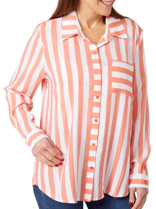 Thumbnail 2: Coral Bay Coral Bay Womens Button Down Long Sleeve Top 
