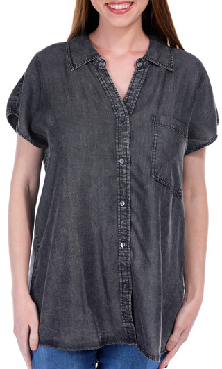 Thumbnail 1: BUNULU Bunulu Womens Buttoned Cap Sleeve Top 