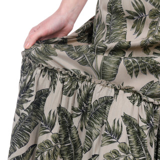 Thumbnail 4: BUNULU Bunulu Womens Ruffle Tier Palm Leaf Maxi Skirt 