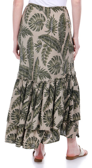 Thumbnail 3: BUNULU Bunulu Womens Ruffle Tier Palm Leaf Maxi Skirt 