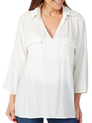 Thumbnail 1: Coral Bay Coral Bay Womens Split Neck 3/4 Sleeve Top 