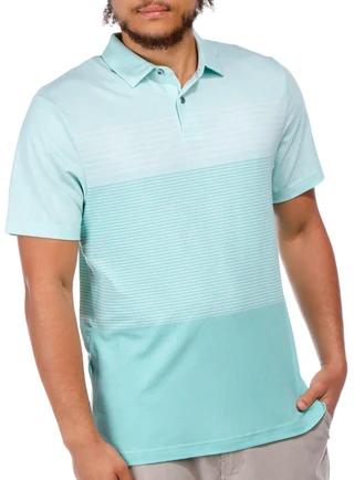 Thumbnail 4: PGA TOUR PGA TOUR Men's Stripe Printed Short Sleeve Polo 