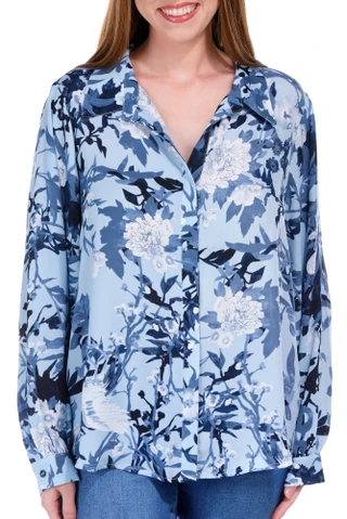 Thumbnail 1: Philosophy Philosophy Womens Long Sleeve Floral Button Down Top 