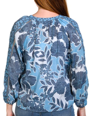 Thumbnail 2: Zac & Rachel Zac & Rachel Petite Long Sleeve Caribbean Textured Top 